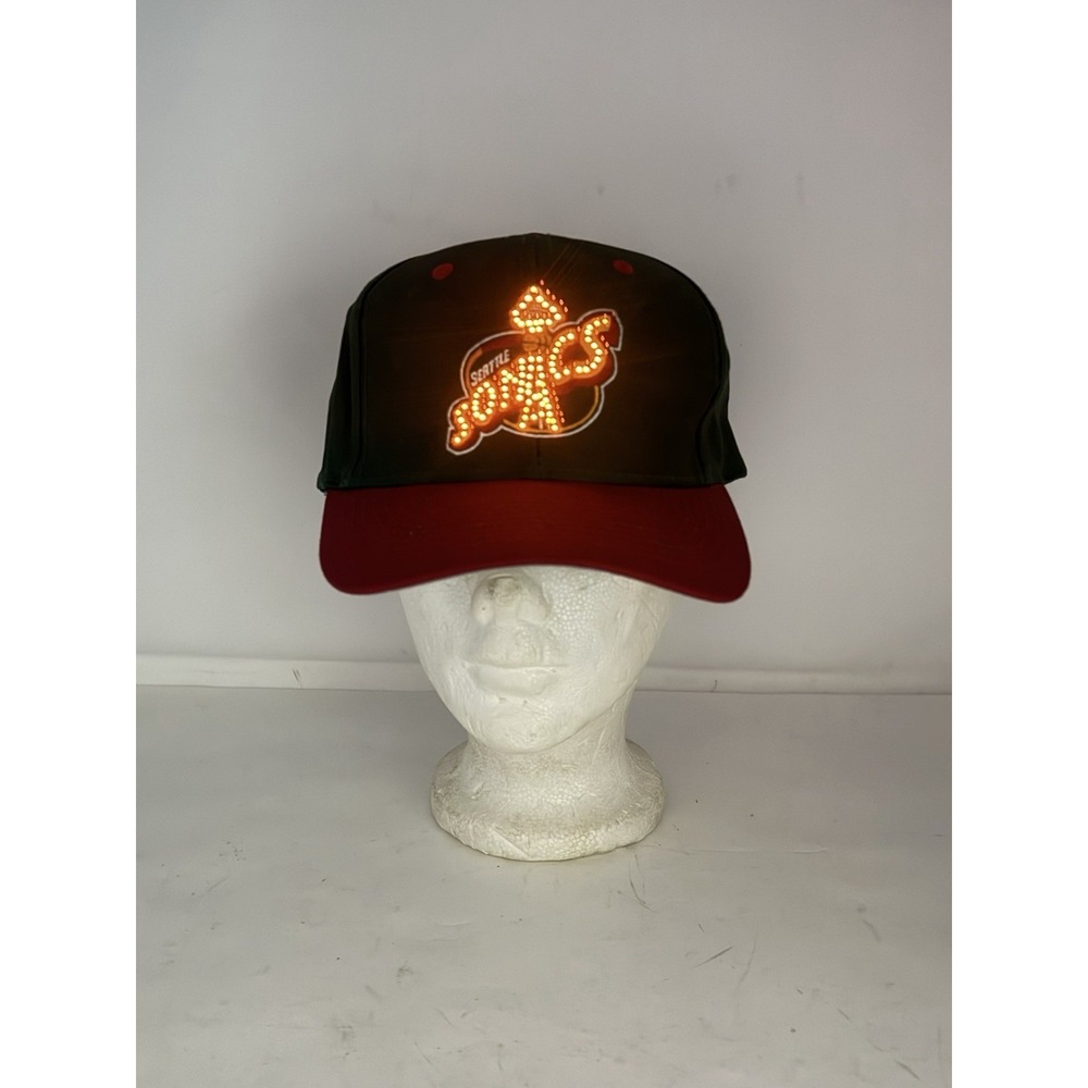 Vintage 90s Seattle Sonics Snapback Hat – Rare "Lightwear" Fiber Optic Edition‎